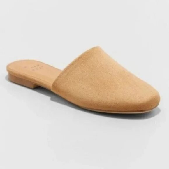 A New Day Thea Vegan Suede Mules Camel 7.5 - Picture 1 of 4